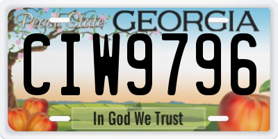 GA license plate CIW9796