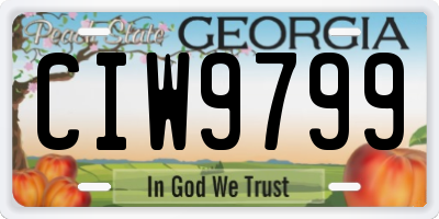 GA license plate CIW9799