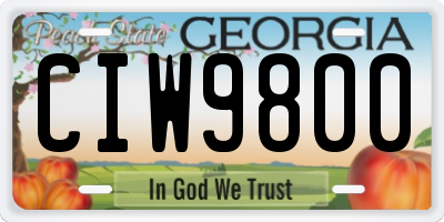 GA license plate CIW9800