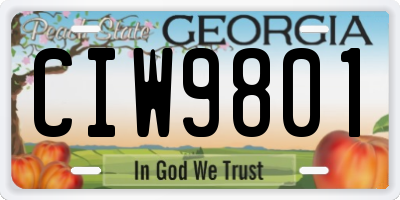 GA license plate CIW9801