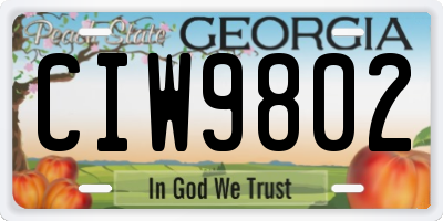 GA license plate CIW9802