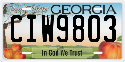 GA license plate CIW9803