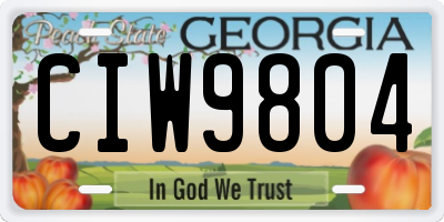 GA license plate CIW9804