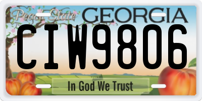 GA license plate CIW9806