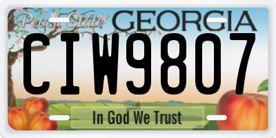 GA license plate CIW9807