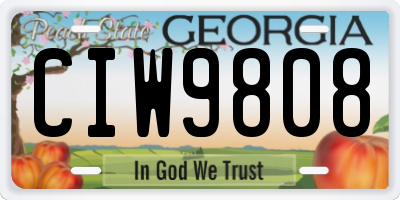 GA license plate CIW9808