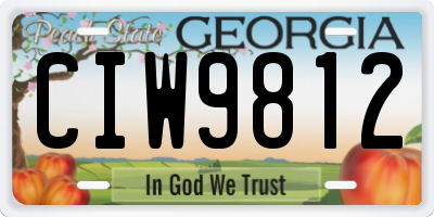 GA license plate CIW9812