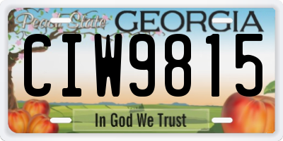 GA license plate CIW9815
