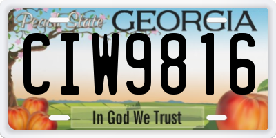 GA license plate CIW9816