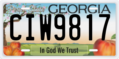 GA license plate CIW9817