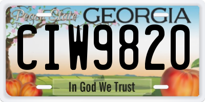 GA license plate CIW9820