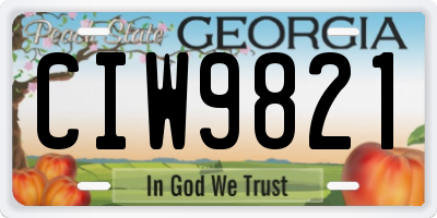 GA license plate CIW9821