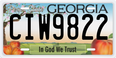 GA license plate CIW9822
