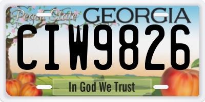 GA license plate CIW9826