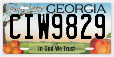 GA license plate CIW9829