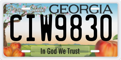 GA license plate CIW9830