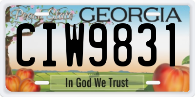 GA license plate CIW9831