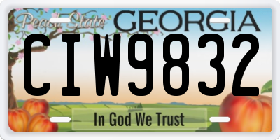 GA license plate CIW9832