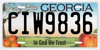 GA license plate CIW9836