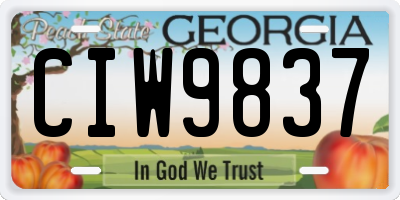 GA license plate CIW9837