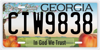 GA license plate CIW9838