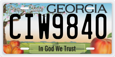 GA license plate CIW9840