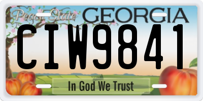 GA license plate CIW9841