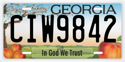 GA license plate CIW9842