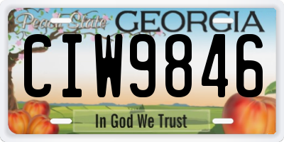 GA license plate CIW9846