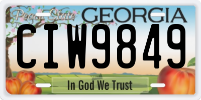 GA license plate CIW9849