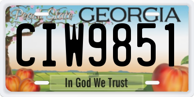 GA license plate CIW9851