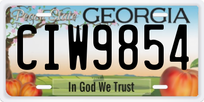 GA license plate CIW9854