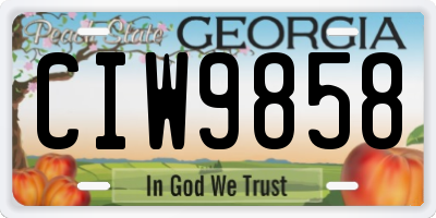 GA license plate CIW9858