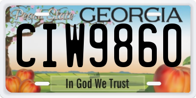 GA license plate CIW9860