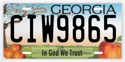 GA license plate CIW9865