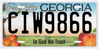 GA license plate CIW9866