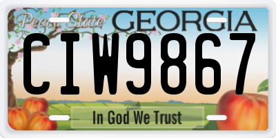 GA license plate CIW9867
