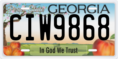 GA license plate CIW9868