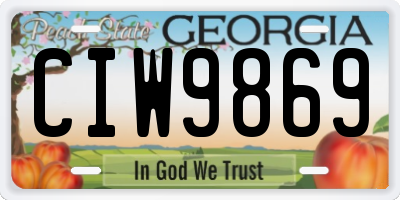 GA license plate CIW9869