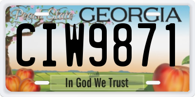 GA license plate CIW9871
