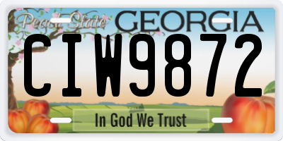 GA license plate CIW9872