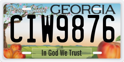 GA license plate CIW9876