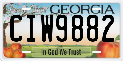 GA license plate CIW9882