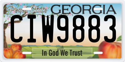 GA license plate CIW9883