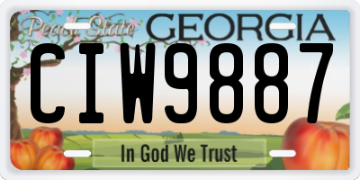 GA license plate CIW9887