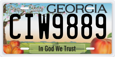 GA license plate CIW9889