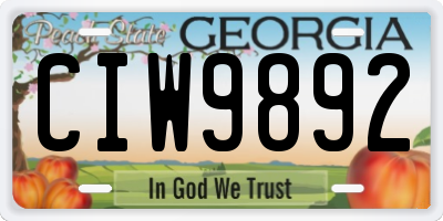 GA license plate CIW9892