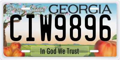 GA license plate CIW9896
