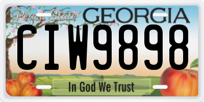 GA license plate CIW9898