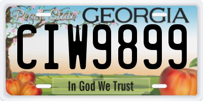 GA license plate CIW9899